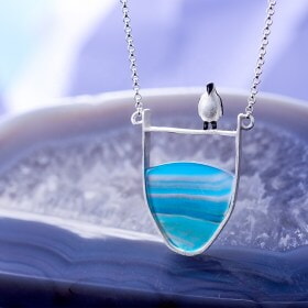 Handmade-Silver-Penguin-Agate-elephant-necklace (11)